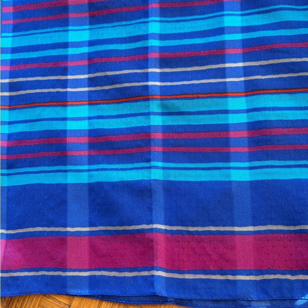 Vintage silk striped scarf cobalt blue - Picture 2 of 9